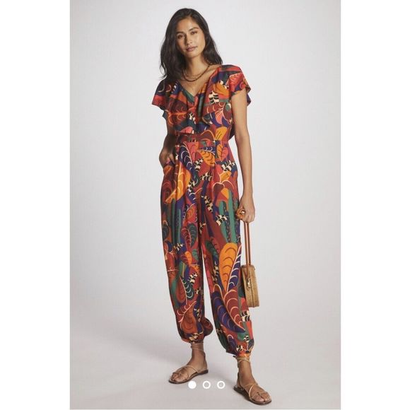 Anthropologie x Farm Rio Ruffled Jumpsuit